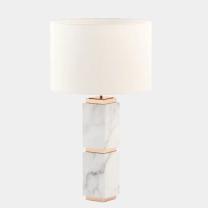 HUBLOT CARRARA MARBLE TABLE LAMP WITH ROSE GOLD DETAILING