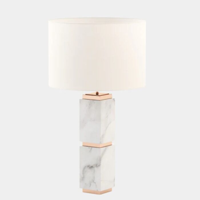 HUBLOT CARRARA MARBLE TABLE LAMP WITH ROSE GOLD DETAILING