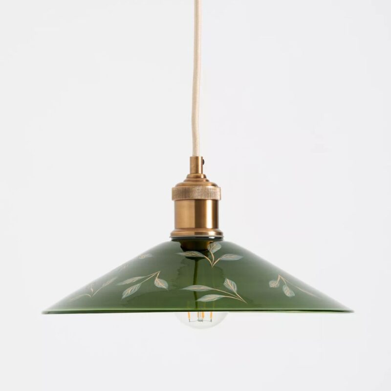 PAINTED LEAF GLASS PENDANT GREEN