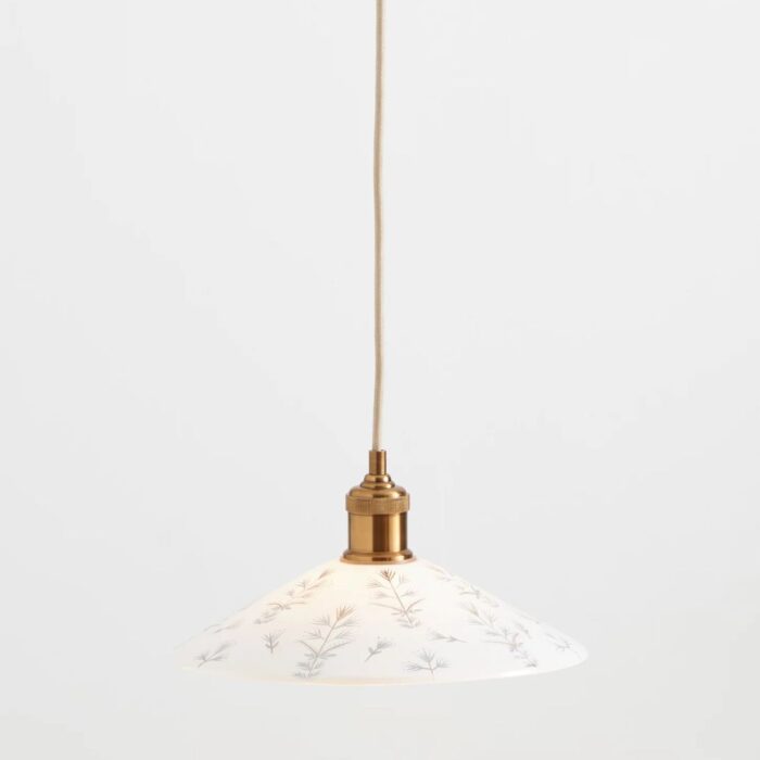 PAINTED LEAF GLASS PENDANT WHITE