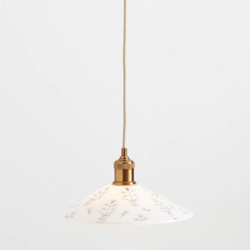 PAINTED LEAF GLASS PENDANT WHITE
