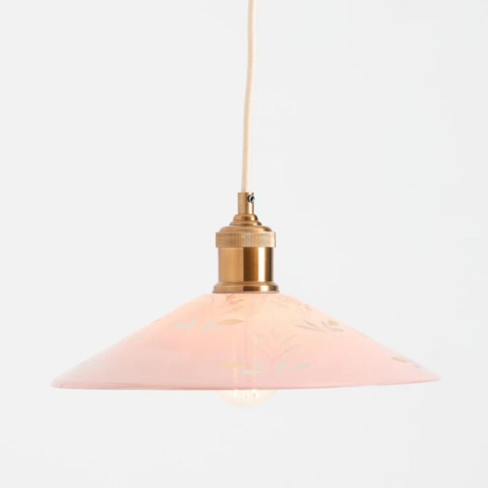 PAINTED LEAF GLASS PENDANT PINK