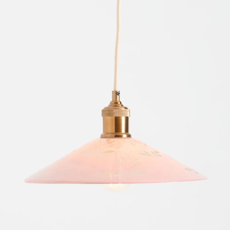 PAINTED LEAF GLASS PENDANT PINK