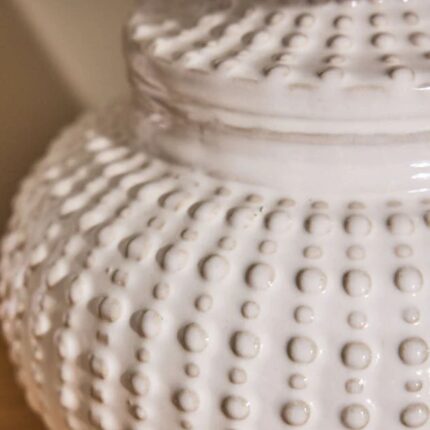 WHITE CERAMIC DIMPLED TABLE LAMP