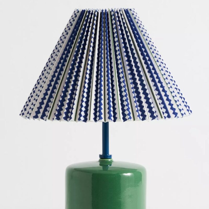 SOMMER PRINTED PLEATED EMPIRE SHADE CERAMIC TABLE LAMP GREEN