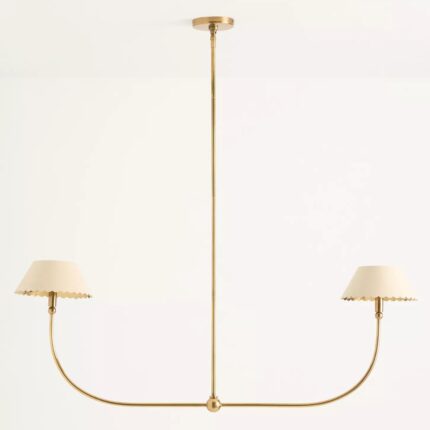 ROBERTA SCALLOPED LEATHER LINEAR CHANDELIER CREAM