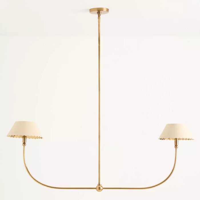 ROBERTA SCALLOPED LEATHER LINEAR CHANDELIER CREAM