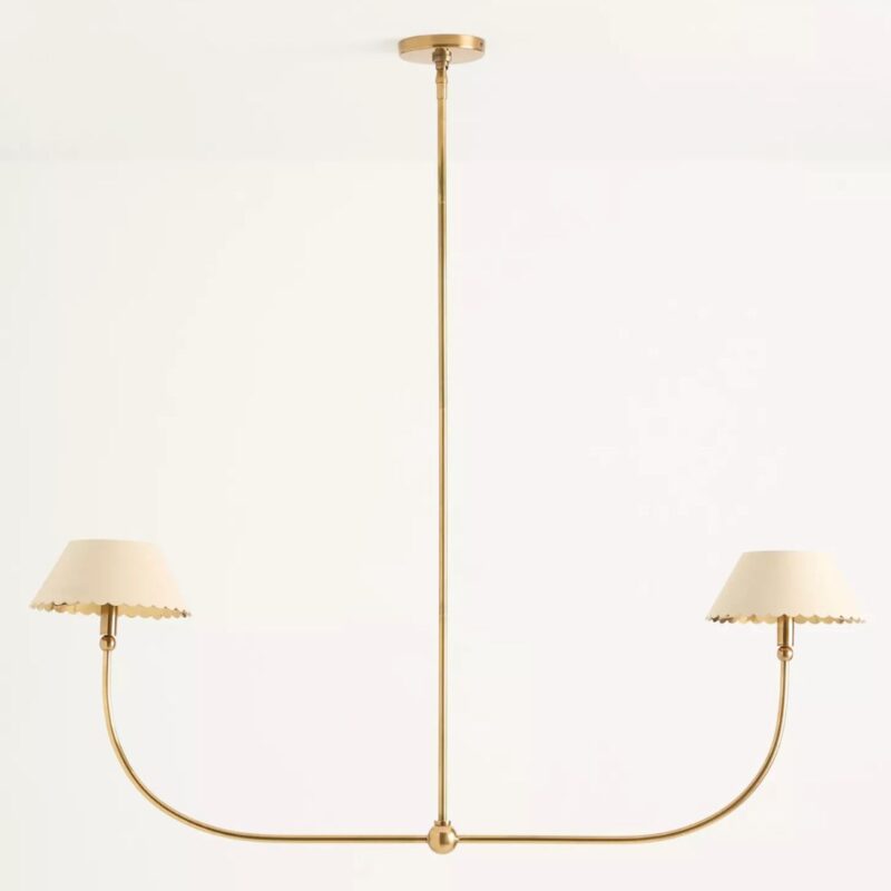 ROBERTA SCALLOPED LEATHER LINEAR CHANDELIER CREAM