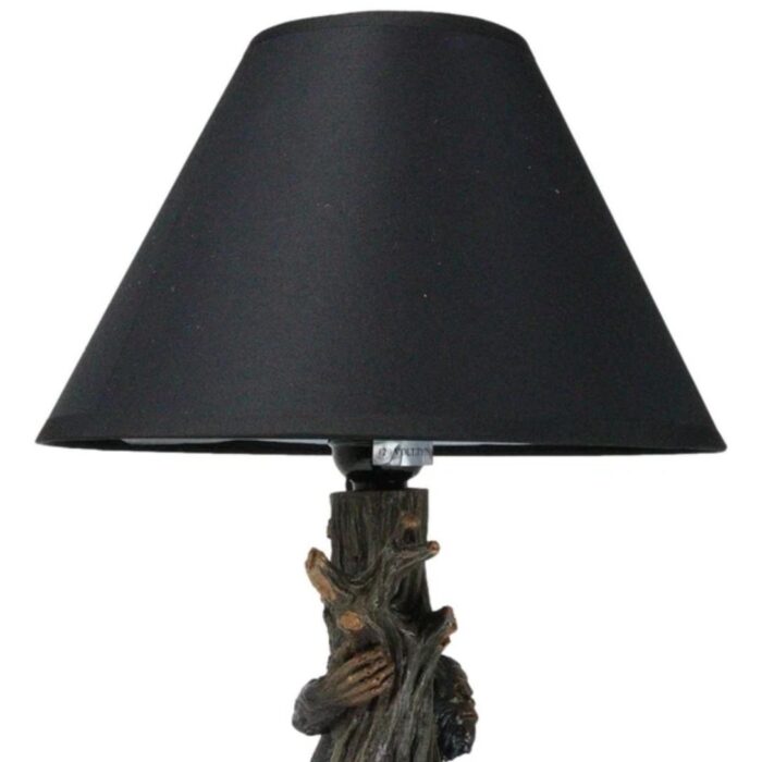 MYTHICAL CREATURE SASQUATCH BIG FOOT CRYPTID APE BY TREE TRUNK TABLE LAMP DECOR