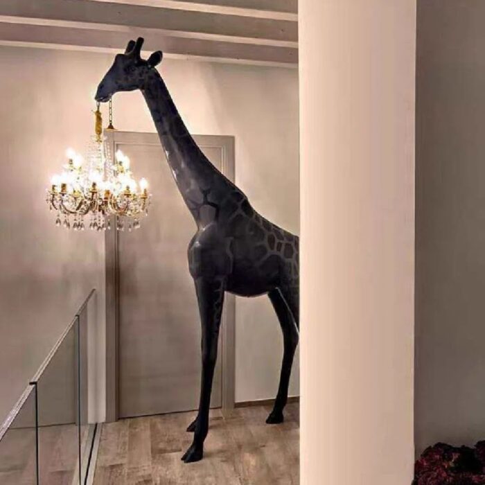 UNIQUE GIRAFFE SCULPTURE NOVELTY FLOOR LAMP 105 BLACK