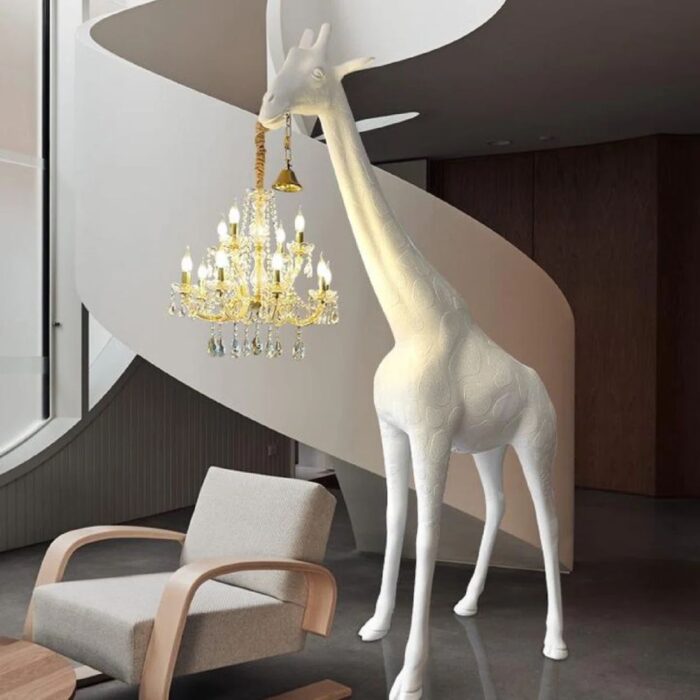 UNIQUE GIRAFFE SCULPTURE NOVELTY FLOOR LAMP 105 BLACK WHITE