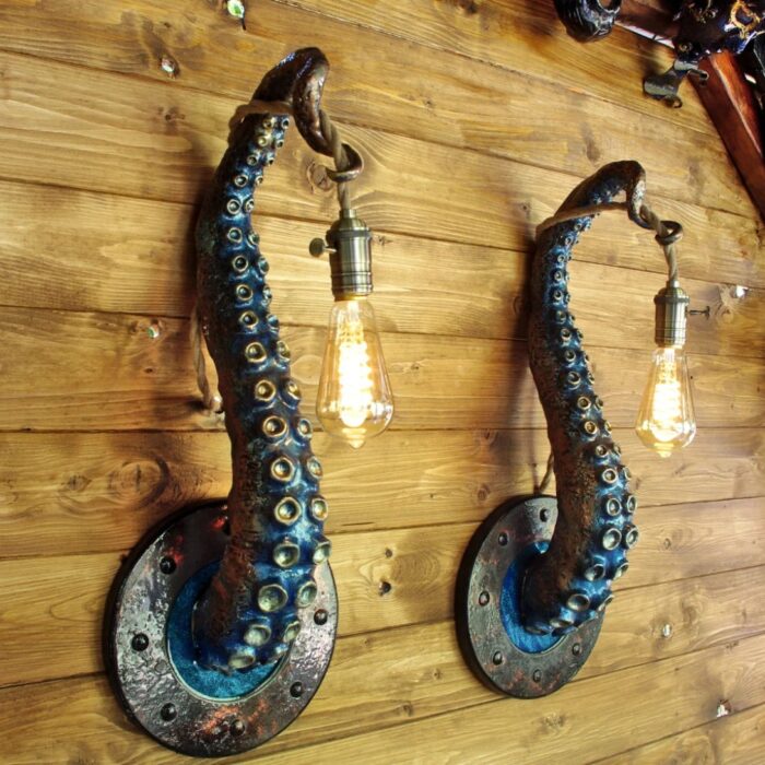 WHIMSICAL TENTACLE LAMPS IN COPPER GREEN