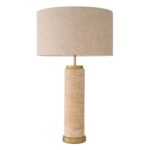 LXRY TABLE LAMP AND SHADE TRAVERTINE