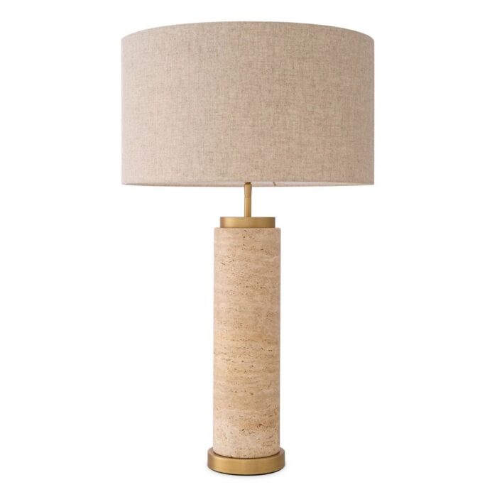 LXRY TABLE LAMP AND SHADE TRAVERTINE