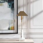 BLACK LABEL TELESCOPE BUFFET LAMP WHITE MARBLE AND BRASS