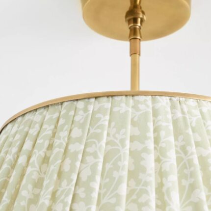 LEE RUCHED PRINTED BRASS FLUSH MOUNT PENDANT IRENA NEUTRAL FLORAL PRINT