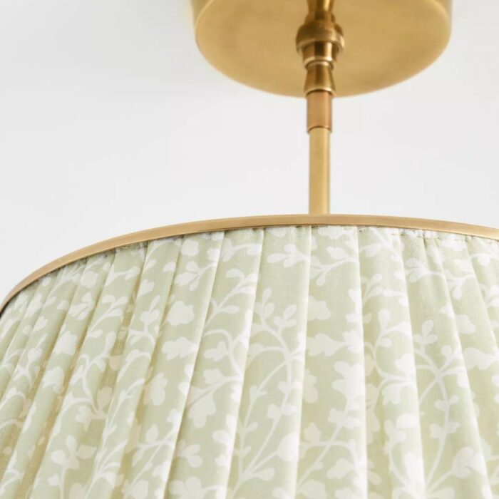 LEE RUCHED PRINTED BRASS FLUSH MOUNT PENDANT IRENA NEUTRAL FLORAL PRINT