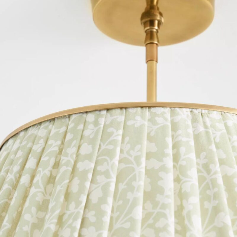 LEE RUCHED PRINTED BRASS FLUSH MOUNT PENDANT IRENA NEUTRAL FLORAL PRINT