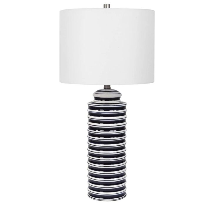 RIBBED TABLE LAMP BLACK AND WHITE