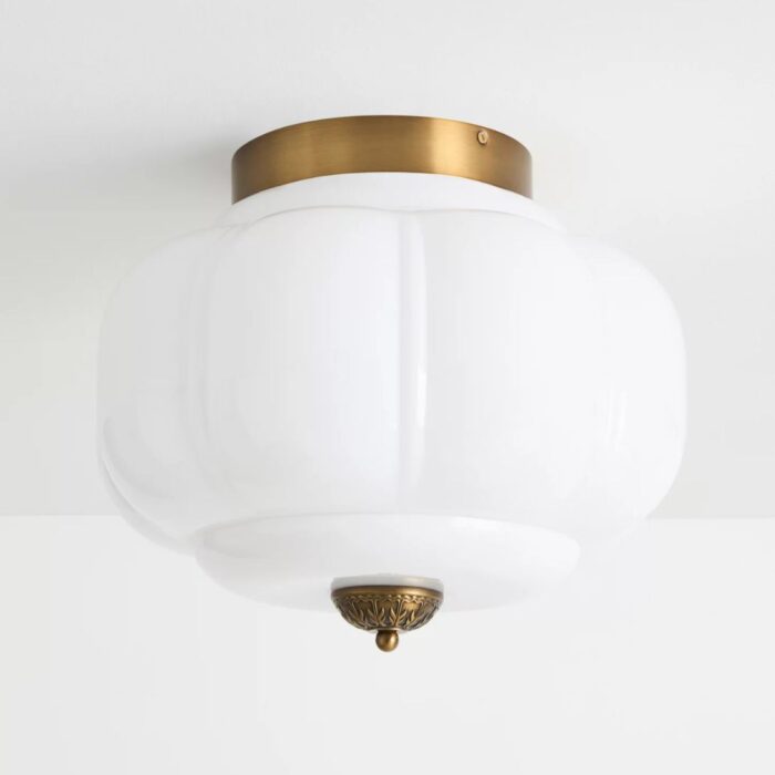 THE ELOISE SCALLOP MILK GLASS FLUSH MOUNT CEILING LIGHT WHITE