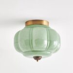 THE ELOISE SCALLOP MILK GLASS FLUSH MOUNT CEILING LIGHT GREEN
