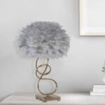 FEATHER TABLE LAMP NORDIC STYLE SPIRAL GREY