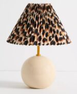 SOMMER PRINTED PLEATED EMPIRE SHADE CERAMIC TABLE LAMP BROWN