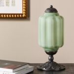 THE ELOISE SCALLOP MILK GLASS TABLE LAMP GREEN