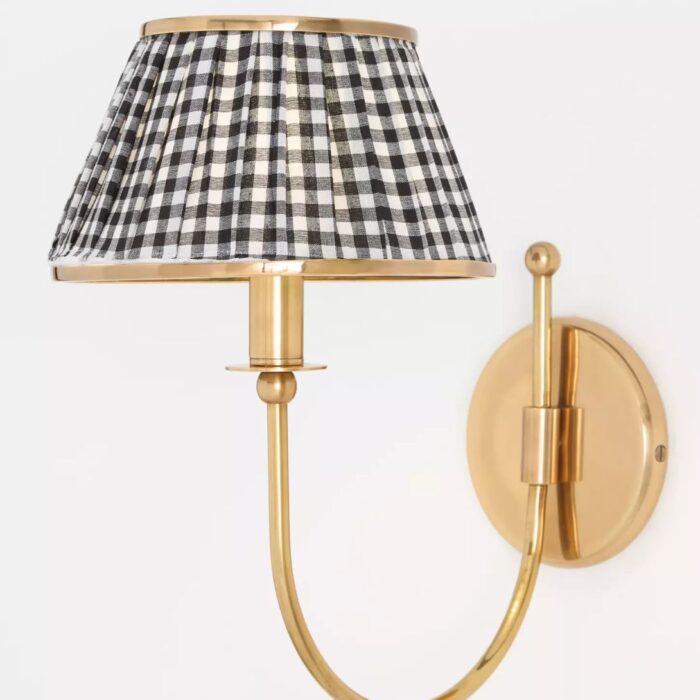 LEE RUCHED PRINTED SHADE BRASS SCONCE BLACK AND WHITE