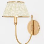 LEE RUCHED PRINTED SHADE BRASS SCONCE IRENA NEUTRAL FLORAL PRINT