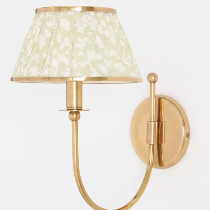 LEE RUCHED PRINTED SHADE BRASS SCONCE IRENA NEUTRAL FLORAL PRINT