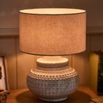 WHITE CERAMIC DIMPLED TABLE LAMP