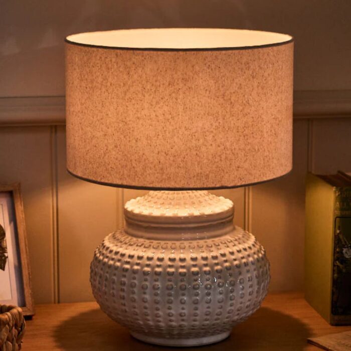 WHITE CERAMIC DIMPLED TABLE LAMP