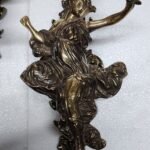 PAIR ANTIQUE VINTAGE OLD ART DECO NOUVEAU BRASS MERMAID WALL SCONCES LIGHT LAMP