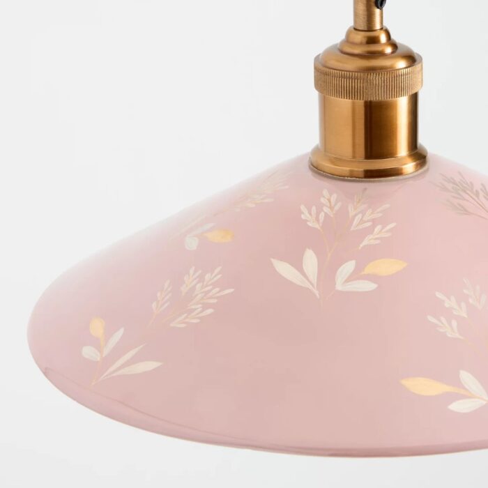 PAINTED LEAF GLASS PENDANT PINK