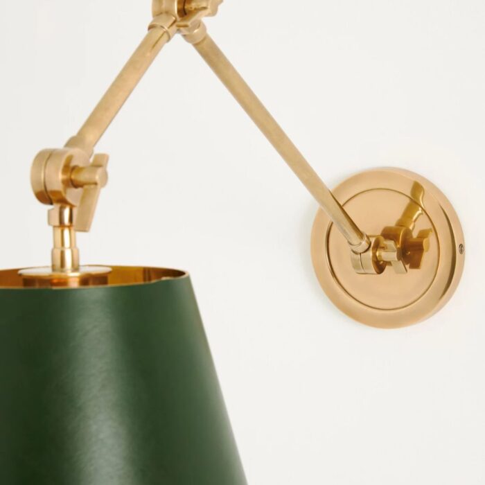 ROBERTA SCALLOPED LEATHER TASK SCONCE GREEN