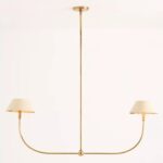 ROBERTA SCALLOPED LEATHER LINEAR CHANDELIER CREAM