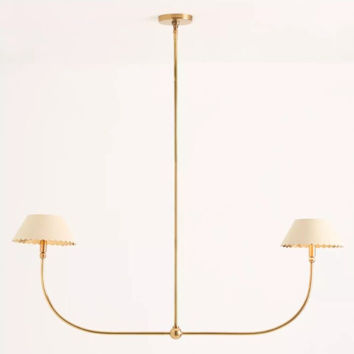 ROBERTA SCALLOPED LEATHER LINEAR CHANDELIER CREAM