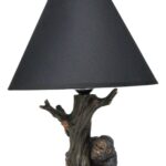MYTHICAL CREATURE SASQUATCH BIG FOOT CRYPTID APE BY TREE TRUNK TABLE LAMP DECOR