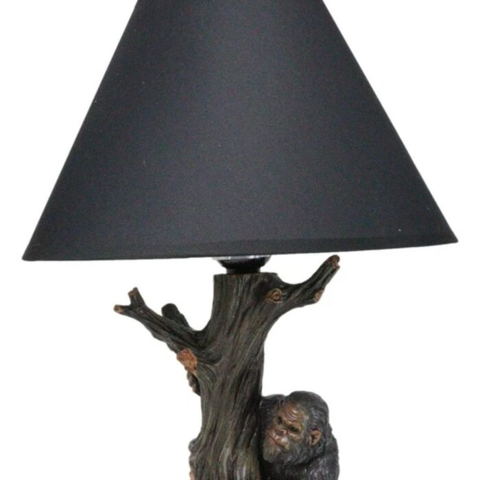 MYTHICAL CREATURE SASQUATCH BIG FOOT CRYPTID APE BY TREE TRUNK TABLE LAMP DECOR