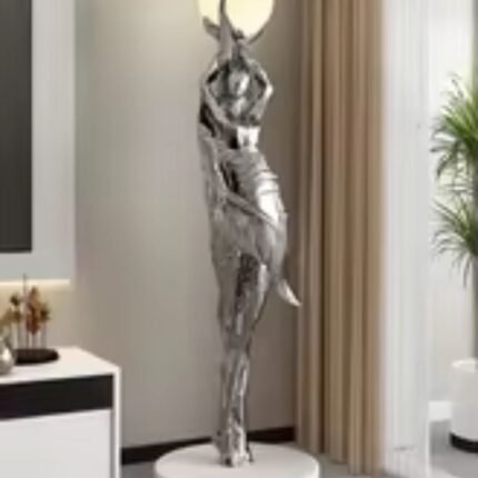 MODERN ART FLOOR LAMP HOME DECORATION LIGHTS LIVING ROOM SILVER