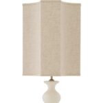 MABEL TABLE LAMP AND SHADE CRACKLED WHITE CERAMIC