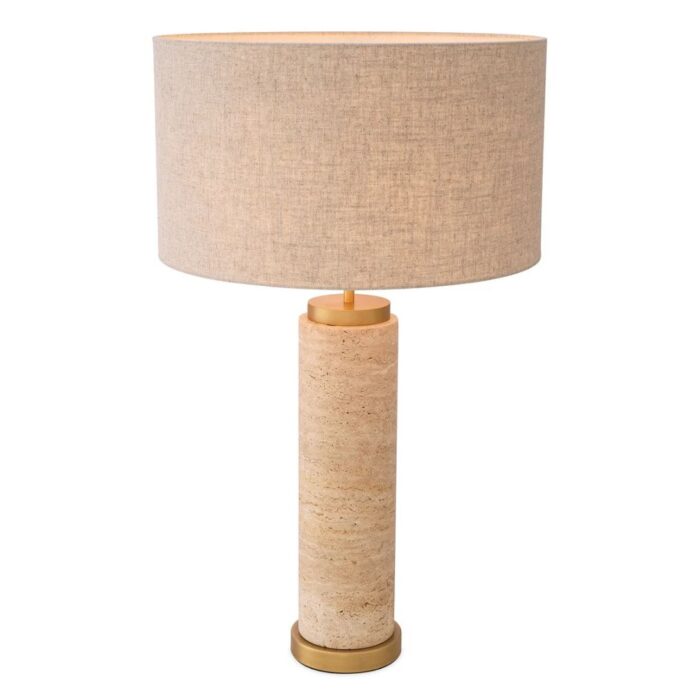 LXRY TABLE LAMP AND SHADE TRAVERTINE