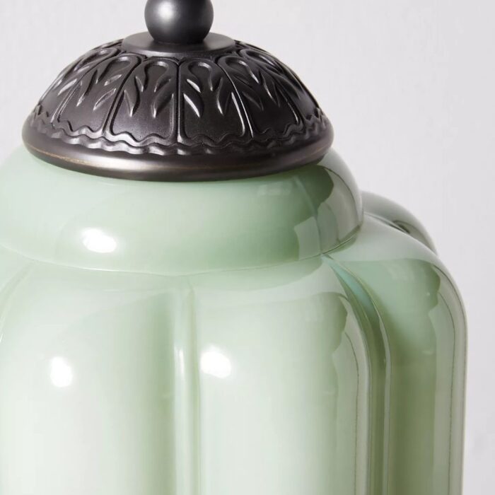 THE ELOISE SCALLOP MILK GLASS SCONCE WALL LIGHT GREEN AND BLACK
