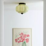 THE ELOISE SCALLOP MILK GLASS FLUSH MOUNT CEILING LIGHT GREEN BLACK