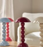 BOBBIN LED CORDLESS RECHARGEABLE TABLE LAMP CRIMSON