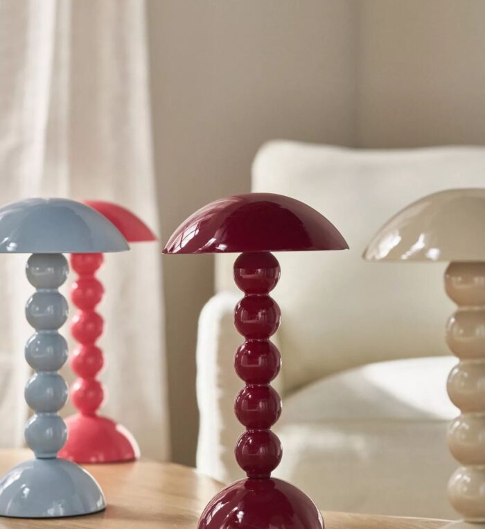 BOBBIN LED CORDLESS RECHARGEABLE TABLE LAMP CRIMSON