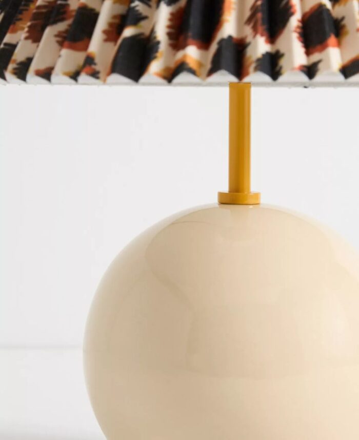 SOMMER PRINTED PLEATED EMPIRE SHADE CERAMIC TABLE LAMP BROWN
