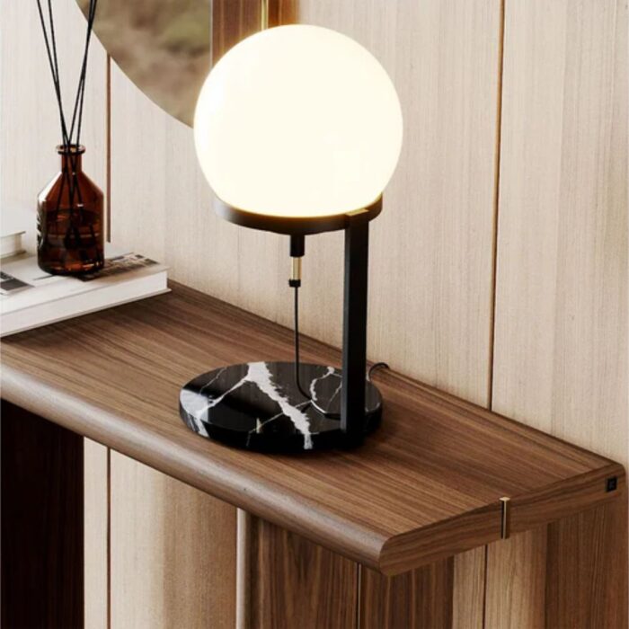BALLOON LUXURY MARBLE TABLE LAMP WITH SPHERICAL GLASS SHADE