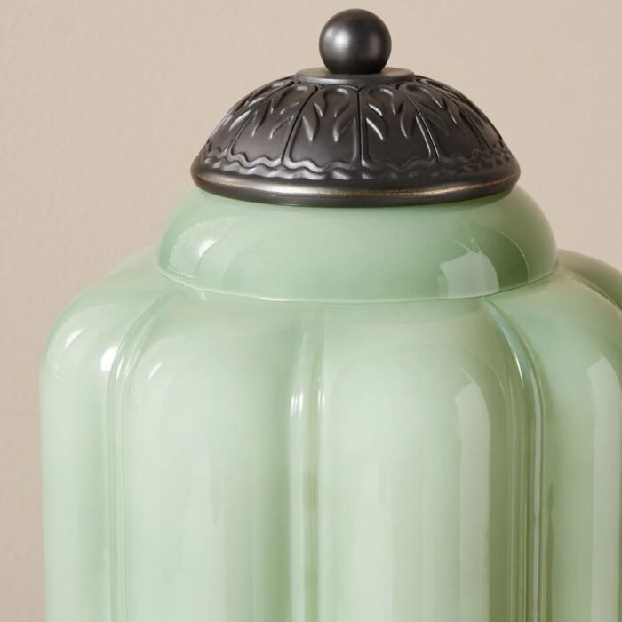 THE ELOISE SCALLOP MILK GLASS TABLE LAMP GREEN